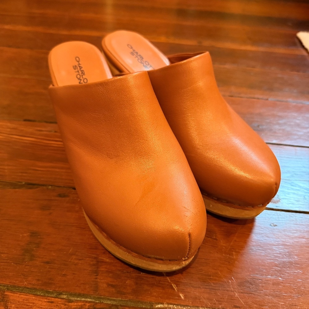 Charlotte Stone Cognac Leather Mule Clogs